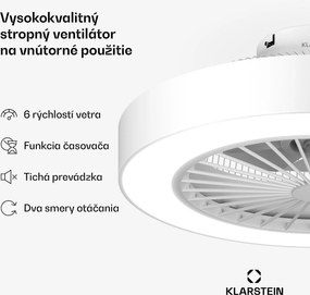 Klarstein ZenBreeze inteligentný stropný ventilátor so svetlom | 48 cm | 16 W | Tichý | LED | Akryl