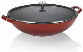 Červená liatinová WOK panvica Kela Calido, ø 36 cm