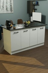 Kuchynský ostrovček VERRI, biela/čierny mramor