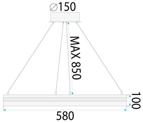 Toolight Toolight, LED závesné svietidlo 58cm s diaľkovým ovládaním APP1672-CP, zlatá matná, OSW-06137