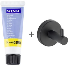 Matne čierny samodržiaci háčik z nehrdzavejúcej ocele Bosio – Wenko