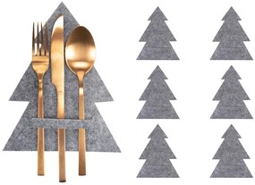 Vianočný obal na príbor TRE 6 ks sivý