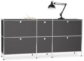 Veľká kovová odkladacia skrinka »CN3« so 6 výklopnými priehradkami, sivá