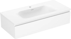 Mexen Orio, kúpeľňová skrinka 100 cm s umývadlom Vela, 1 zásuvka, biela matná, 91A10-10023-1-BF01-W23M01