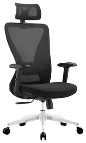Kancelárska ergonomická stolička Neoseat NICOLE — sieť / látka, čierna, nosnosť 150 kg