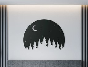 drevko Drevená nálepka Noc v lese Rozmer obrazu: 32,5 x 44,5 cm, Farba dekorácie: Čierna
