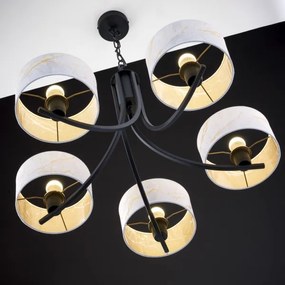 Jupiter 2104 - Luster na reťazi ARTHUR 5xE27/15W/230V biela/čierna/mramorový dekor