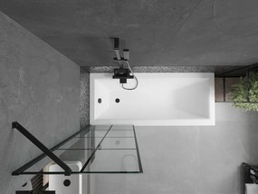 Mexen Next, vaňová zástena 1-krídlová 60 x 150 cm, fixné krídlo, 6 mm číre sklo s čiernym vzorom, čierny profil, 895-060-000-00-77-70