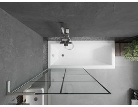 Mexen Next L, 1-krídlová vaňová zástena 90 x 150 cm, 6mm číre sklo-čierny vzor, 6mm číre sklo, profil brúsená oceľ, 895-090-000-03-77-97