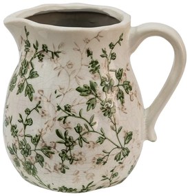 Keramický dekoračný džbán so zelenými kvetmi Ganni green - 16*13*15 cm