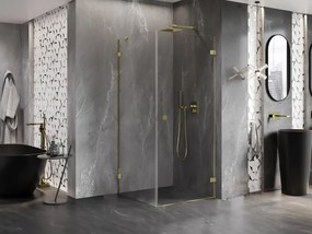 Mexen Lunar-B, pravostranný výklopný sprchový kút 80 x 80 cm, 8mm číre sklo, zlatý profil, 832-080-080-50-00-P