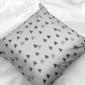 Polášek Bavlnená obliečka na vankúšik - Sivé srdiečka | 40 x 40 cm