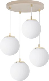 Závesné svietidlo Florence, 4x biele sklenené tienidlo, g/be, o