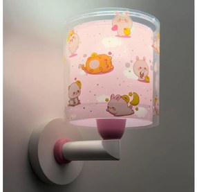 Dalber 41769S - Detská nástenná lampa KAWAII FRIENDS 1xE27/15W/230V ružová