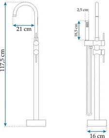 Rea Ortis, voľne stojaca vaňová batéria, chrómová, REA-B1011
