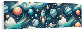 Obraz vesmír s raketou a hviezdami