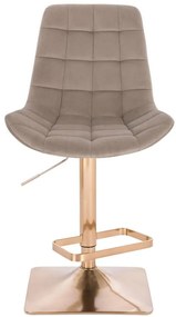 LuxuryForm DESIGN Barová stolička PARIS VELUR na zlatej hranatej podstave - latte