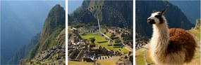 Obraz - Lama a Machu Picchu (s hodinami) (90x30 cm)
