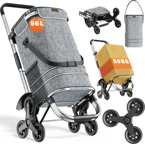 Nákupná taška na kolieskach do schodov COMFORT,50l, šedá Jurhan