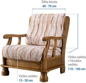 Bielastické poťahy OCEANO NOVÉ béžové kreslo s drevenými rúčkami (š. 40 - 70 cm)