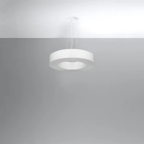 Závesné svietidlo Saturno Slim, 1x biele textilné tienidlo, (biely plast), (fi 50 cm)