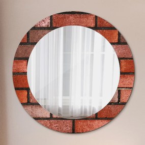 Okrúhle ozdobné zrkadlo na stenu Červená tehla fi 60 cm