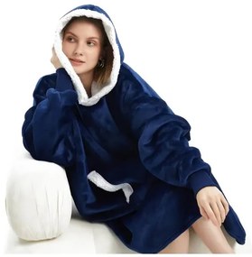 VERK Deka s rukávmi a kapucňou Huggle Hoodie - blue