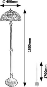 Brilagi - Tiffany vitrážová stojacia lampa LORAS 2xE27/60W/230V