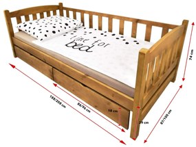Wilsondo Detská posteľ so zábranou Oľga 2 - dub Rozmer: 200x90