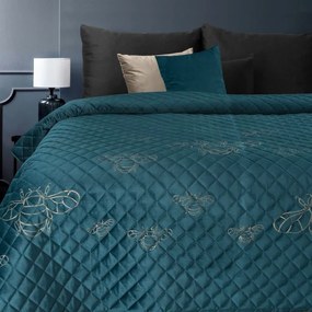 Dekorstudio Zamatový prehoz na posteľ NHW - 04 v tyrkysovej farbe Rozmer prehozu (šírka x dĺžka): 220x240cm
