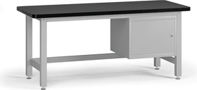 Pracovný stôl do dielne G4 so závesnou skrinkou na náradie, MDF + PVC doska, 1800 x 750 x 800 mm, sivá