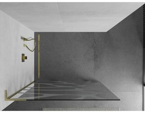 Mexen Kioto L, sprchová zástena Walk-In 80 x 200 cm, 8mm číre sklo biely vzor, zlatý matný profil, 800-080-103-55-97