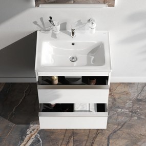 Skrinka s umývadlom 65 AM.PM Hit MTAFHX0652WG závesná, 2 zásuvky, lesklá biela