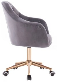 LuxuryForm DESIGN Kreslo ROMA VELUR na zlatej podstave s kolieskami - tmavo šedé