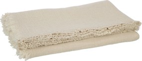 Béžový mušelínový pléd so strapcami Muslin - 130*180 cm