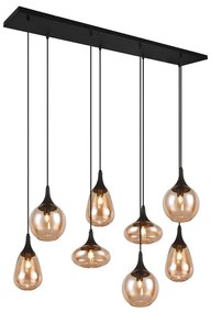 Čierno-oranžové závesné svietidlo so skleneným tienidlom Lumina – Trio