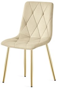 Set dvoch jedálenských stoličiek LIBRA zamatové, svetlobéžové / zlaté nohy (2 ks)