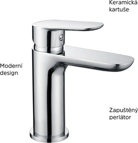 Mereo Viana, umývadlová stojanková batéria, s clic-clac CH03VS, chróm, MER-CBE10104C