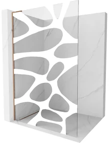 Mexen Kioto L, sprchová zástena Walk-In 120 x 200 cm, 8mm číre sklo biely vzor, ružové zlato profil, 800-120-103-60-97