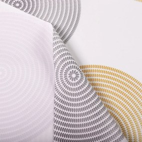 Biante Zamatový behúň na stôl Tamara TMR-023 Žlté a sivé designové kruhy na smotanovom 45x180 cm