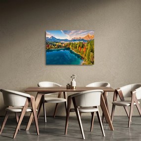Sklenený obraz - Jazero Urisee, Rakúsko (70x50 cm)