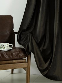 Zamatové zatemňovacie závesy Cesar sivohnedé - 140 x 250 cm (2ks) - riasiaca stuha