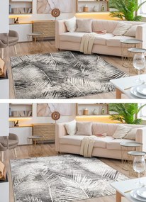 Koberec MATEO 8035/944 palmové listy - štrukturálny sivý / béžový