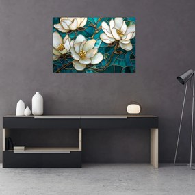 Obraz - Vitráž s magnóliou (90x60 cm)