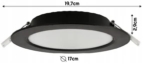 BERGE LED panel zapustený okrúhly 12W - 1320lm - 4000K - čierny