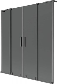 Mexen Velar L Duo, 2-krídlová posuvná vaňová zástena 140 x 150 cm, 8mm šedé sklo, brúsený grafit, 896-140-003-42-66