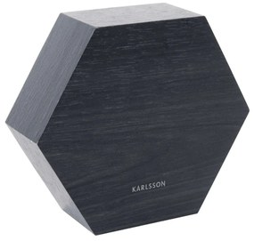 Čierny budík Hexagon 13 × 11 × 4,5 cm