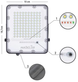 LED Solárny reflektor LED/50W/3,2V 4500K IP65 + diaľkové ovládanie