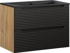 Comad Kúpeľňová skrinka s keramickým umývadlom Luxor Black 80 cm - čierna matná