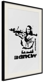 Artgeist Plagát - Mona Lisa with a Bazooka [Poster] Veľkosť: 20x30, Verzia: Čierny rám s passe-partout